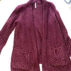 Maroon Willow & Clay crocheted cardigan